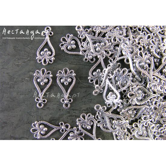 Подвеска-коннектор Sorrento Antique Silver Plated 18х8 мм, изображение 3