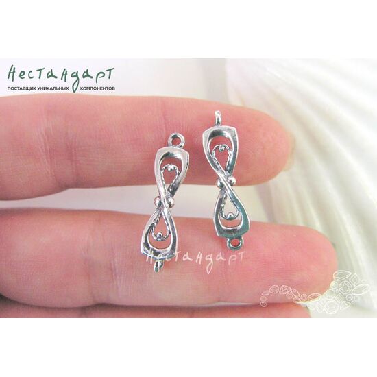 Коннектор Love Knot Silver Plated 25х7 мм, изображение 2