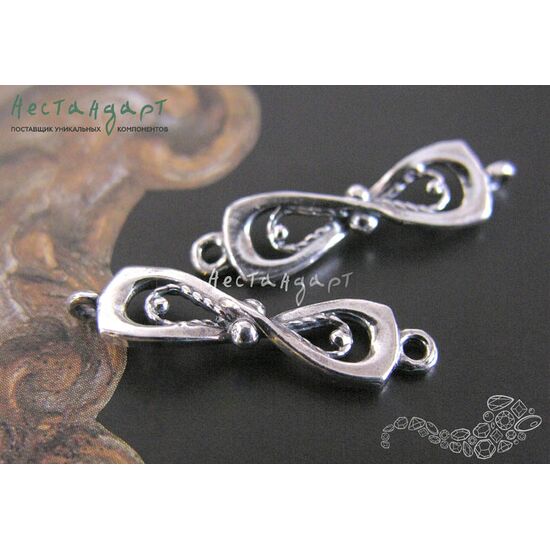 Коннектор Love Knot Silver Plated 25х7 мм, изображение 3