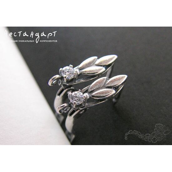 Швензы Blossom Crystal Fianit Silver Plated 17х5 мм (пара), изображение 2