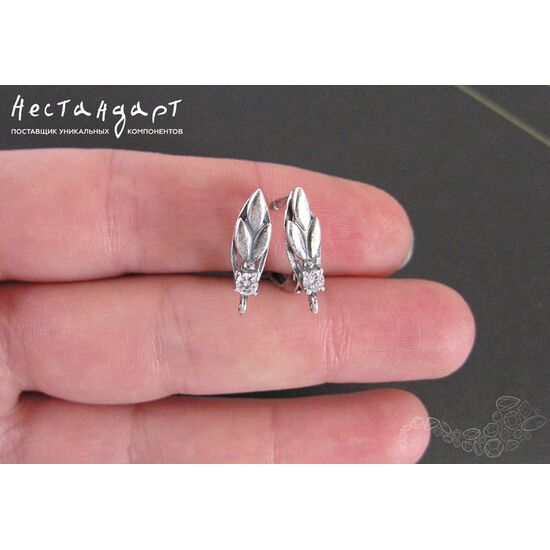 Швензы Blossom Crystal Fianit Silver Plated 17х5 мм (пара), изображение 3