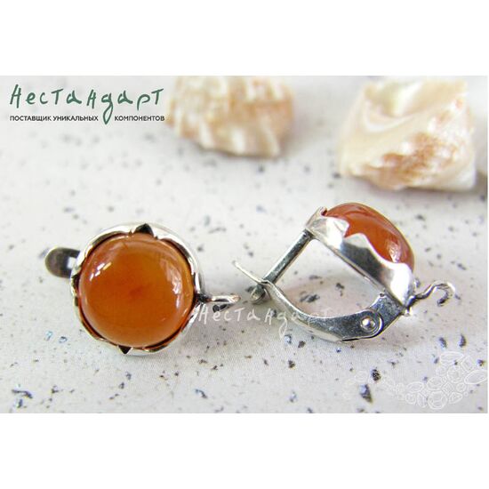 Швензы Solar со вставкой Сердолик Silver Plated 12 мм (пара)