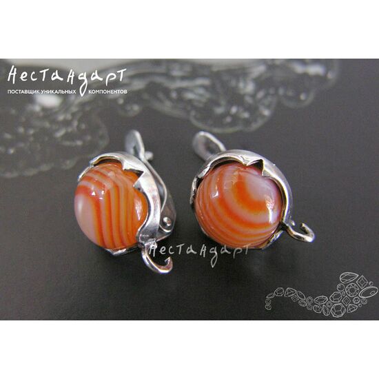 Швензы Solar со вставкой Сердолик Silver Plated 12 мм (пара), изображение 2