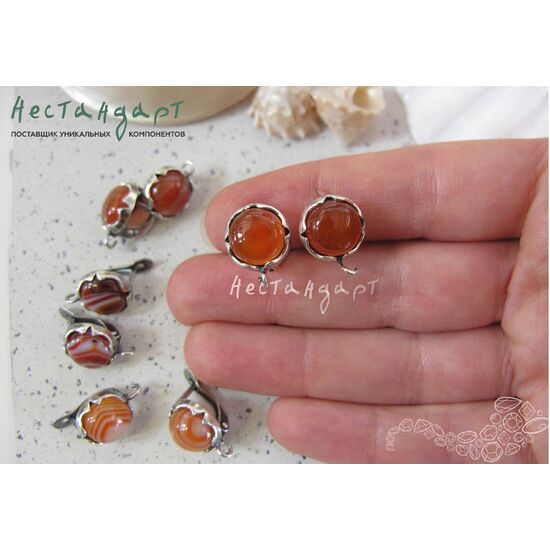 Швензы Solar со вставкой Сердолик Silver Plated 12 мм (пара), изображение 3