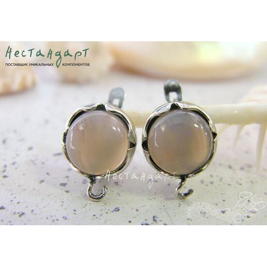 Швензы Solar со вставкой Халцедон Silver Plated 12 мм (пара), изображение 2