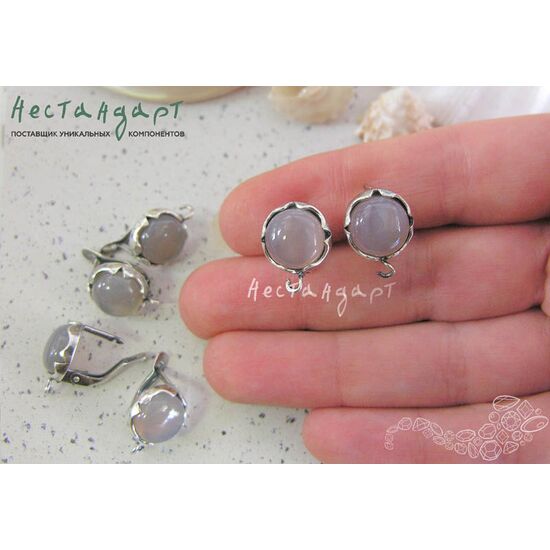 Швензы Solar со вставкой Халцедон Silver Plated 12 мм (пара), изображение 3